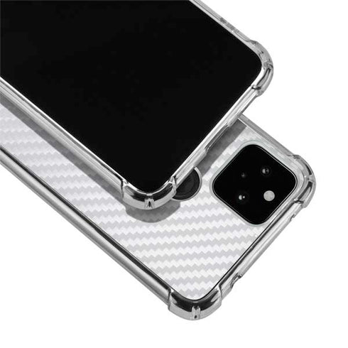 White Carbon Fiber Specialty Texture Material Google Pixel 5 Clear Case